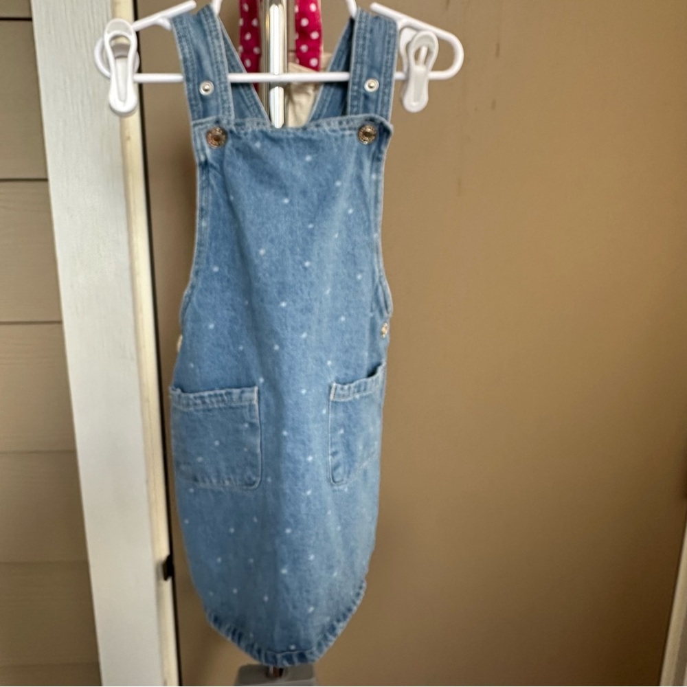 Mango Light Blue Kids Overalls with Polka Dots